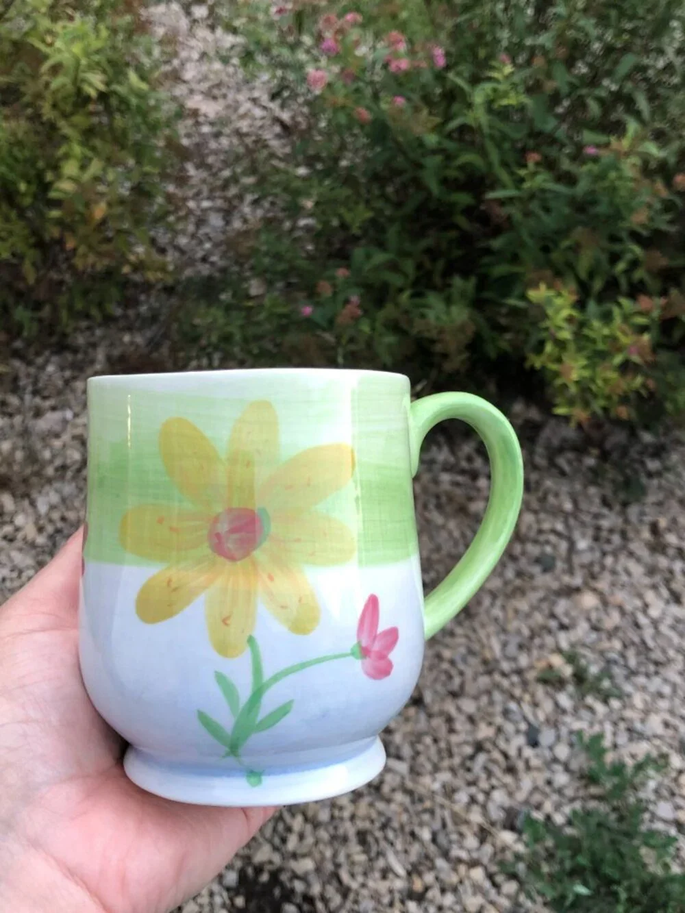 Vintage Floral Coffee Mug Hand Painted Ceramic Tea Bag Holder Cup Cottagecore